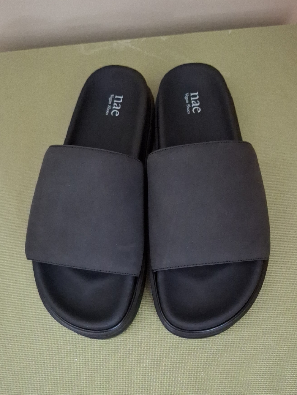 nae Black Vegan Chunky Slide Sandals_1
